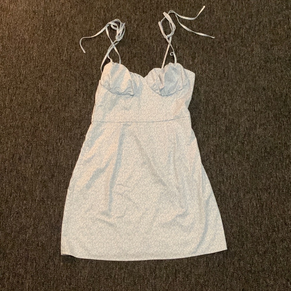 Blue flower dress.